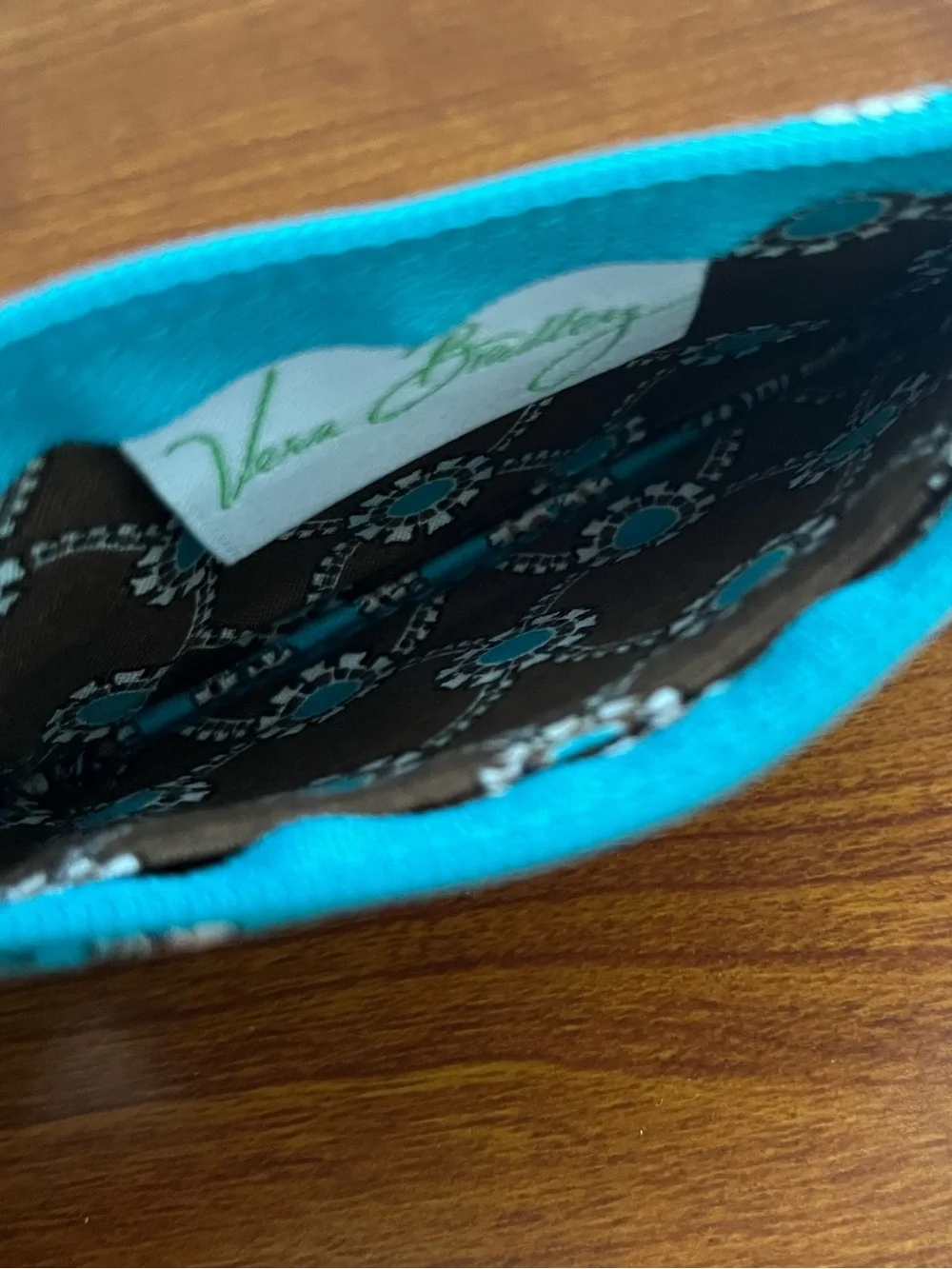 NWT VERA BRADLEY ID Wallet Totally Turquoise Key Ring Zipper Cotton